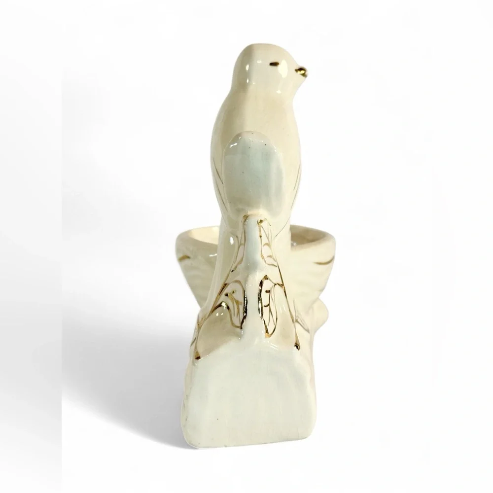 1920s Shawnee Pottery Ceramic Bird on Nest
Planter Creamy White with Gold - Picture 5 of 8